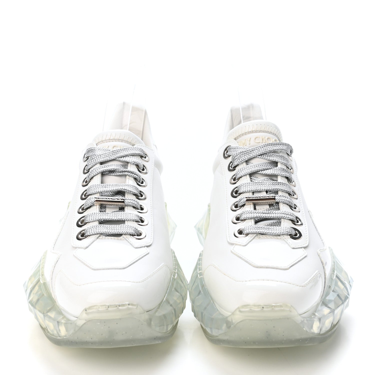 Jimmy Choo Calfskin Womens Diamond Low Top Sneaker 37 White 2 of 4