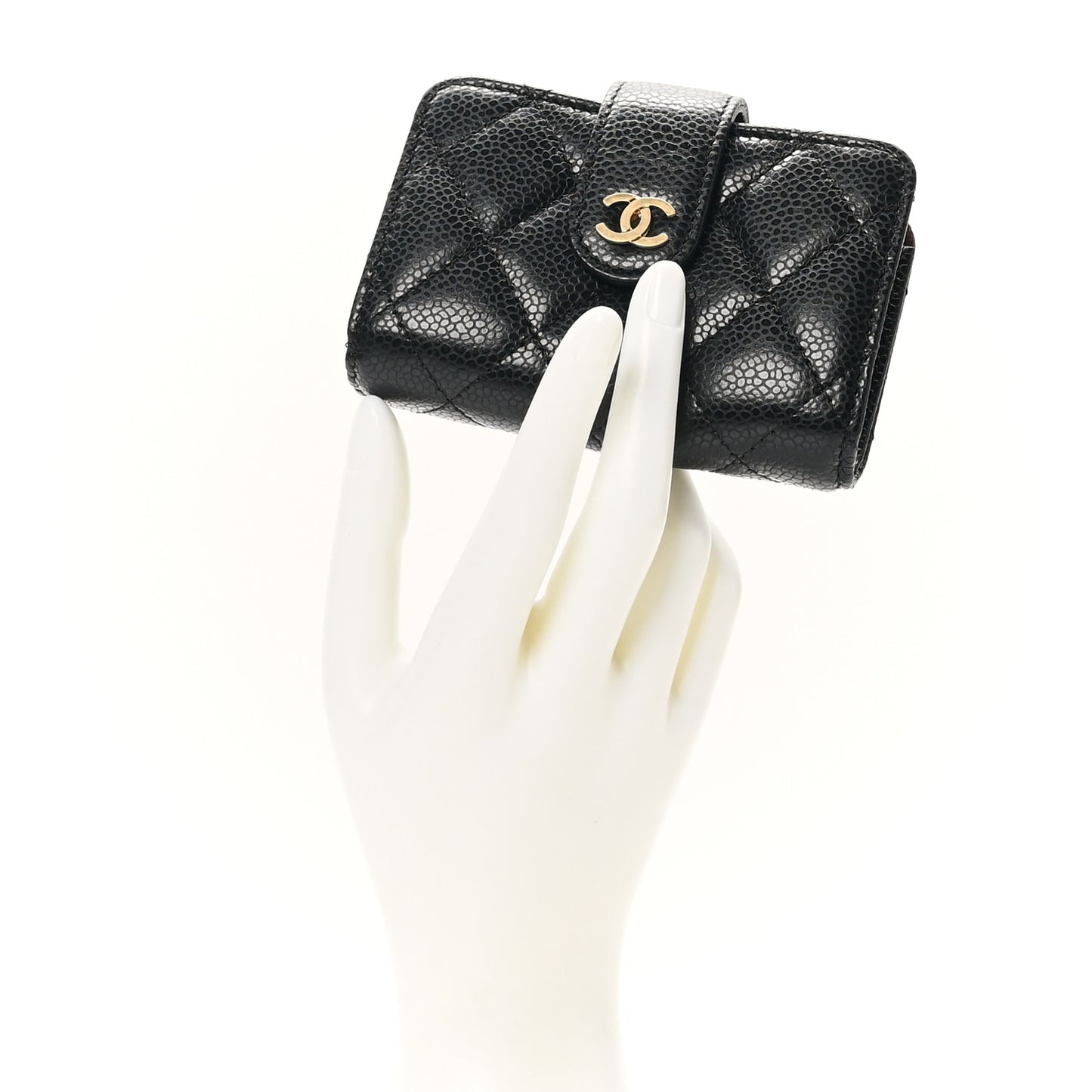 Caviar Quilted Gusseted Card Holder Black
