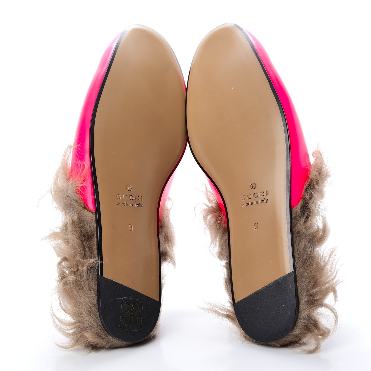 Gucci Calfskin Fur Mens Princetown Slippers 9 Fuxia Fluo Natural 5 of 9