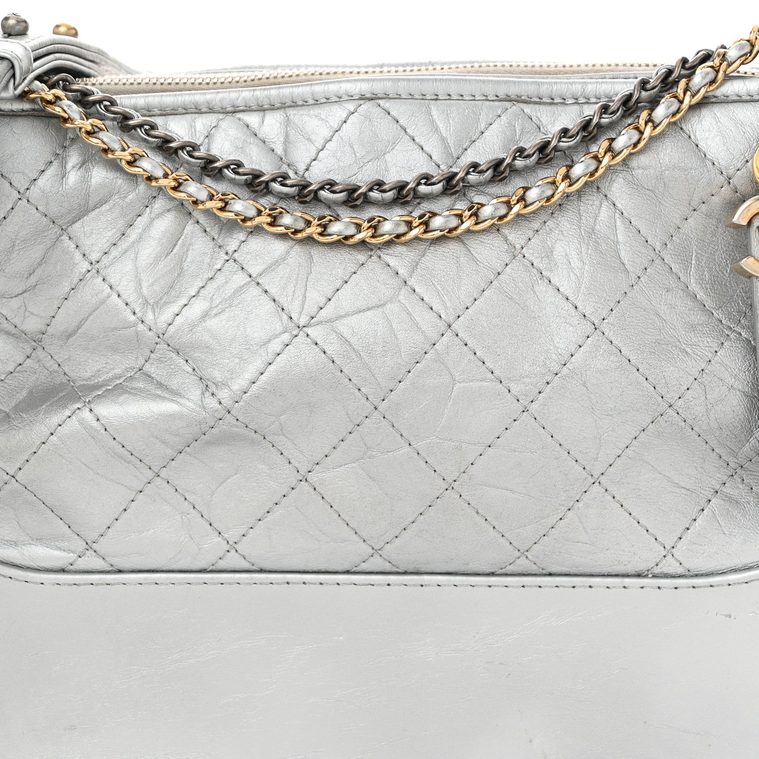 Chanel Metallic Aged Calfskin Quilted Medium Gabrielle Silver 8 of 11