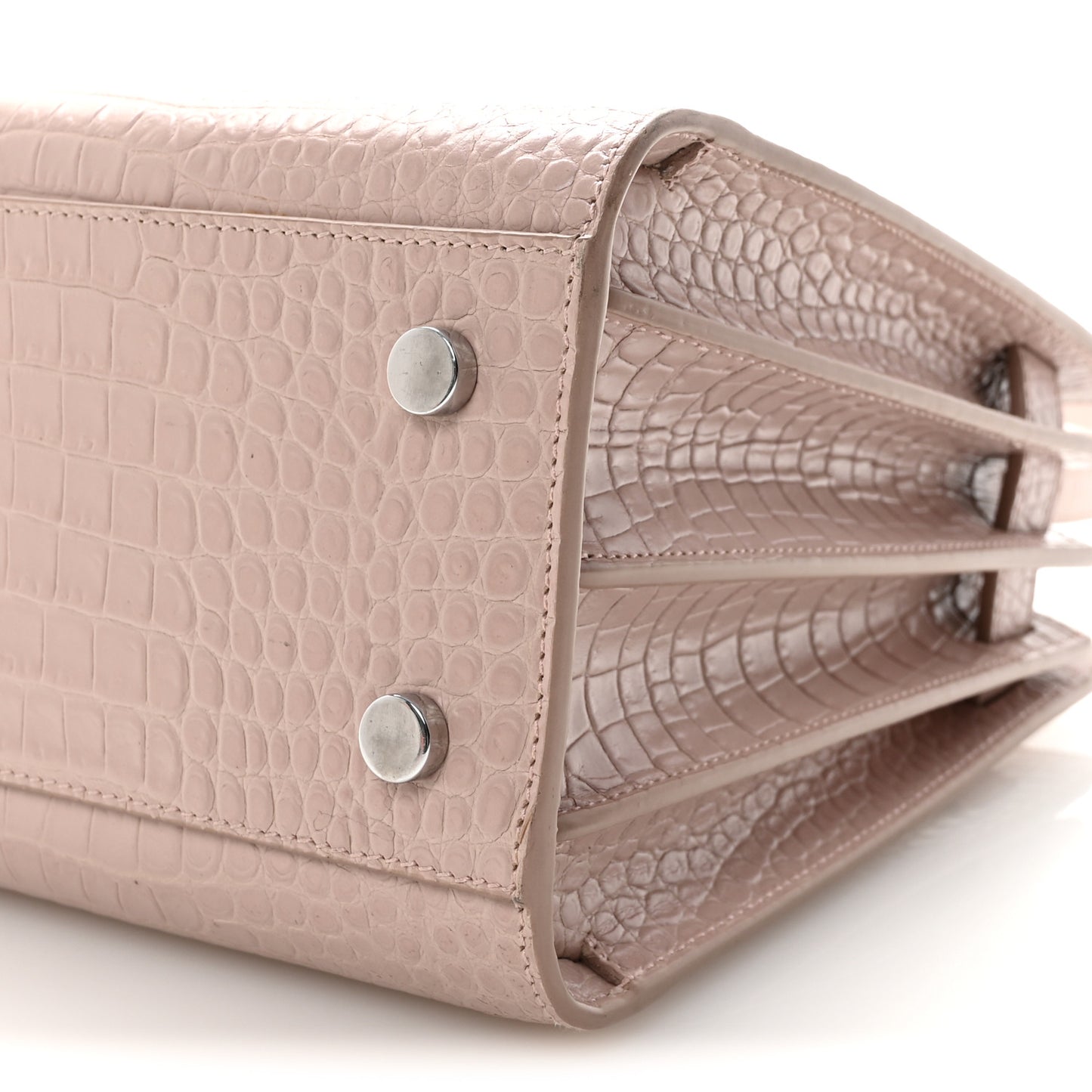 Calfskin Crocodile Embossed Baby Sac De Jour Rose Antic
