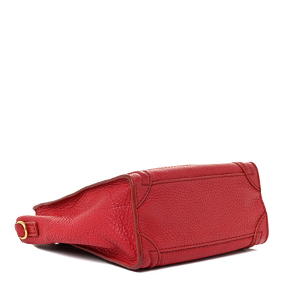 Celine Drummed Calfskin Nano Luggage Red 4 of 16
