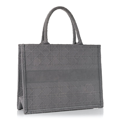 Christian Dior Canvas Embroidered Cannage Medium Book Tote Stone 3 of 15