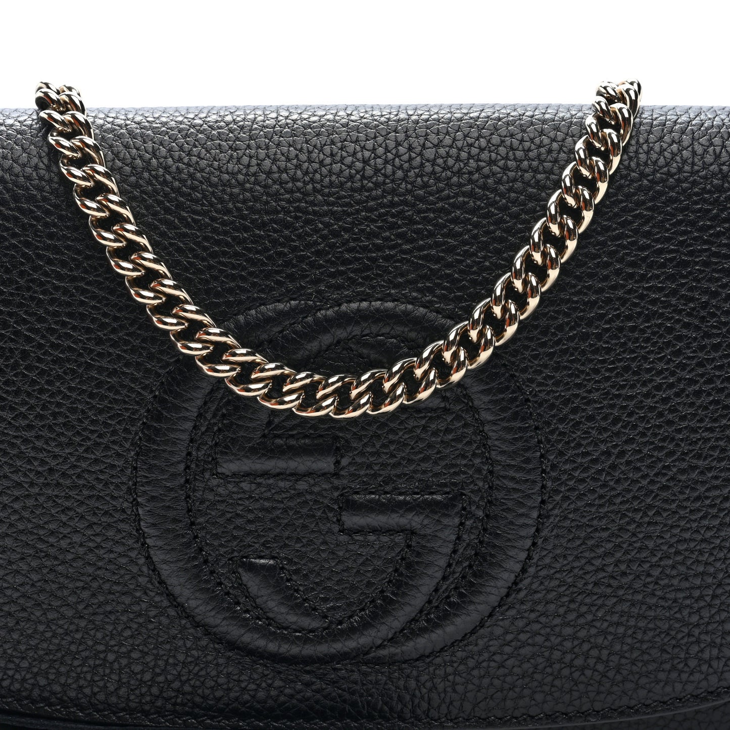 Pebbled Calfskin Medium Soho Flap Crossbody Black Black