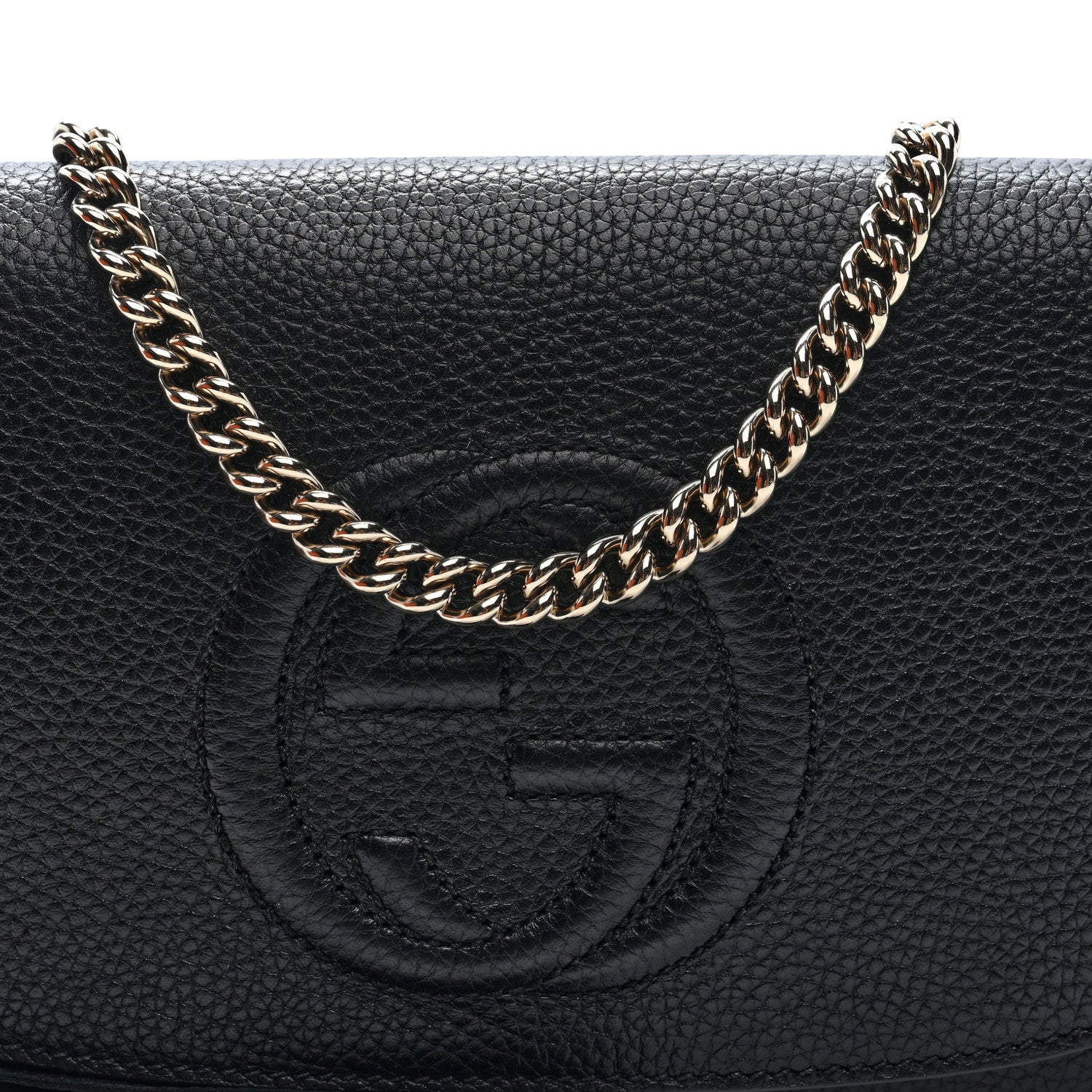 Gucci Pebbled Calfskin Medium Soho Flap Crossbody Black Black 8 of 10