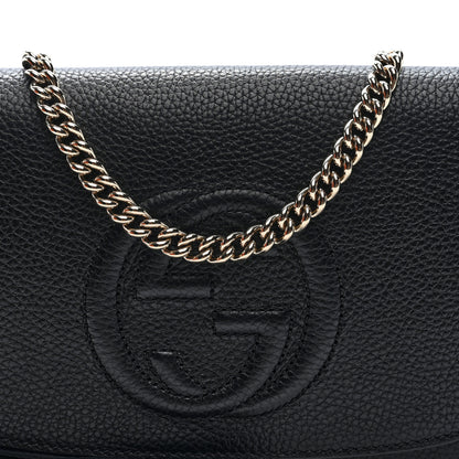 Gucci Pebbled Calfskin Medium Soho Flap Crossbody Black Black 8 of 10