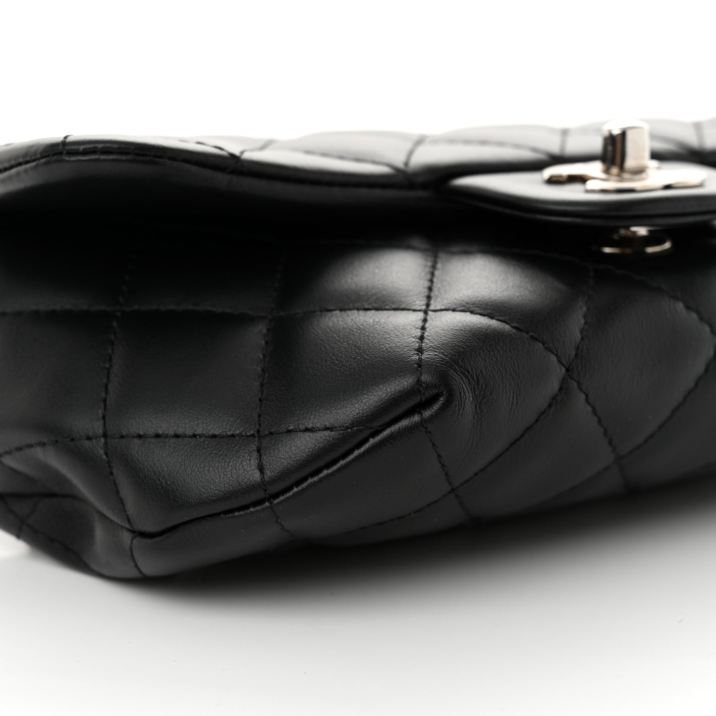 Calfskin Quilted CC Uniform Flap Belt Bag Black