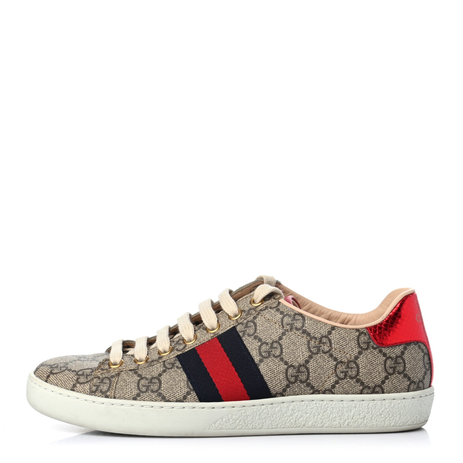 Gucci GG Supreme Monogram Womens Ace Low-Top Sneaker 36 Beige 1 of 7
