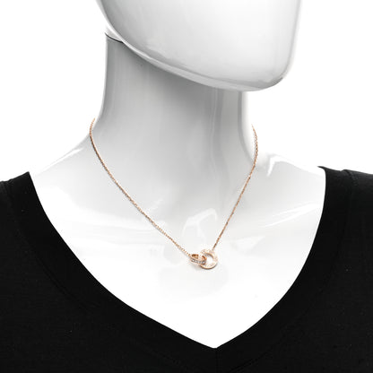 Cartier 18K Pink Gold Diamond Interlocking LOVE Paved Necklace 2 of 4