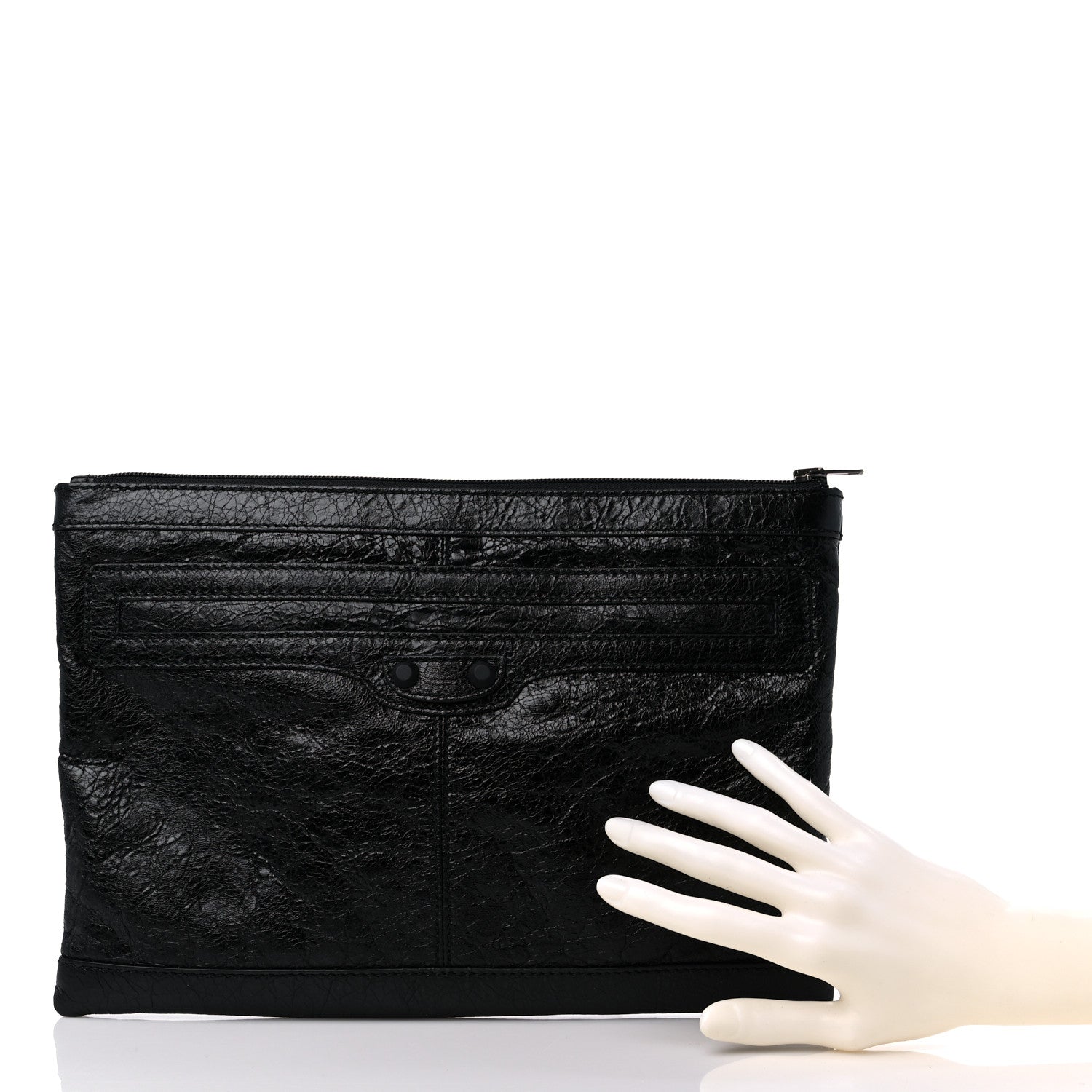 Balenciaga Agneau Arena Classic Hardware Clutch Black 2 of 8