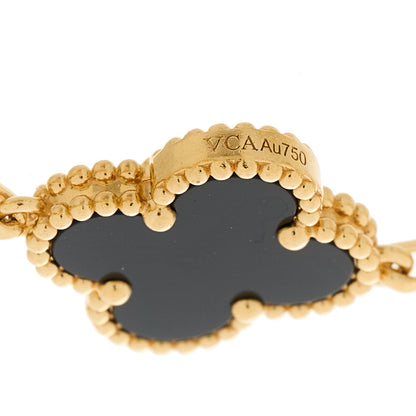 Van Cleef & Arpels 18K Yellow Gold Black Onyx 5 Motifs Vintage Alhambra Bracelet 3 of 5