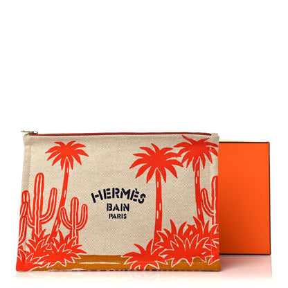 Hermes H Canvas Le Bel Oasis Case Marine Terracotta 7 of 7