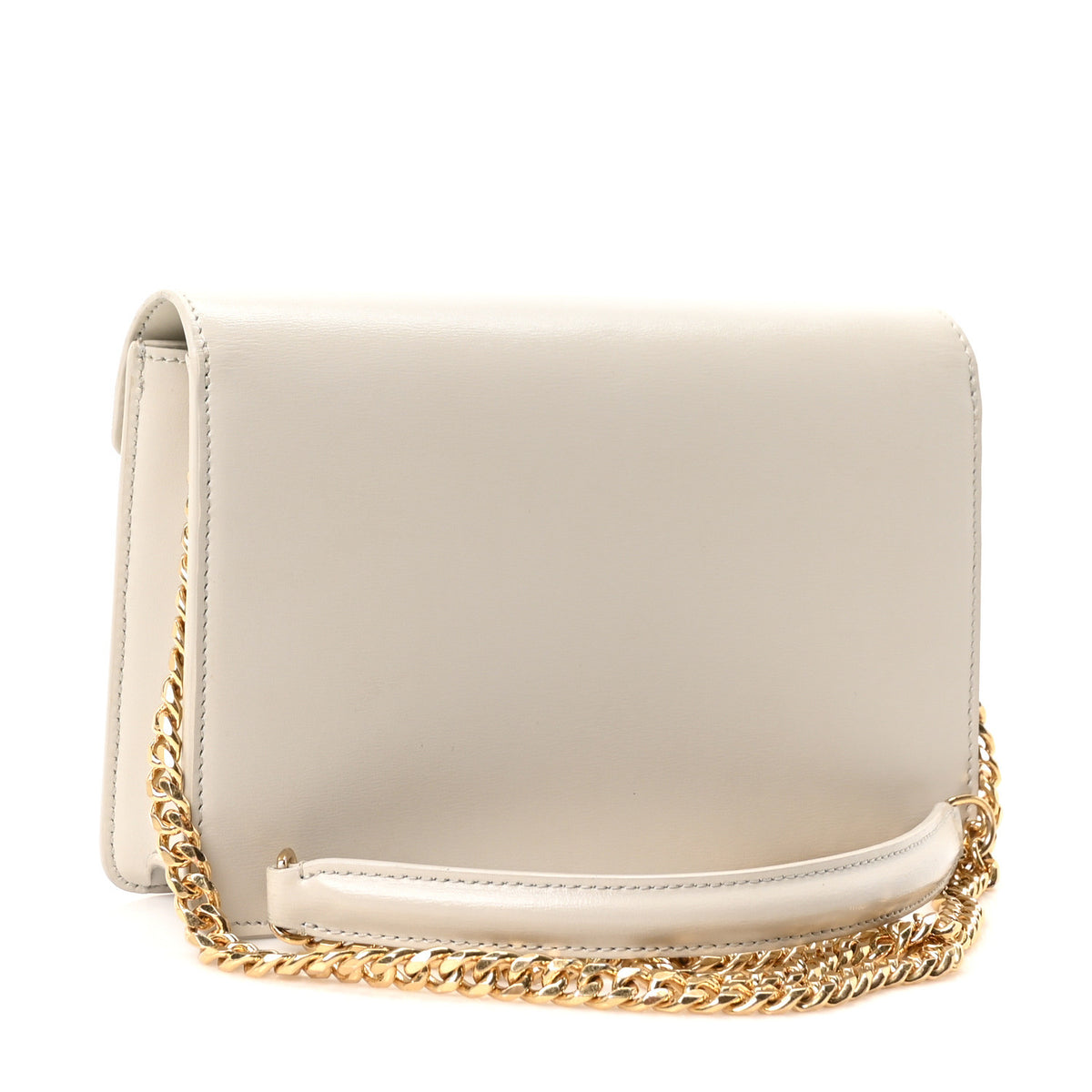 Celine Shiny Calfskin Triomphe Margo Wallet on Chain Light Stone 3 of 10