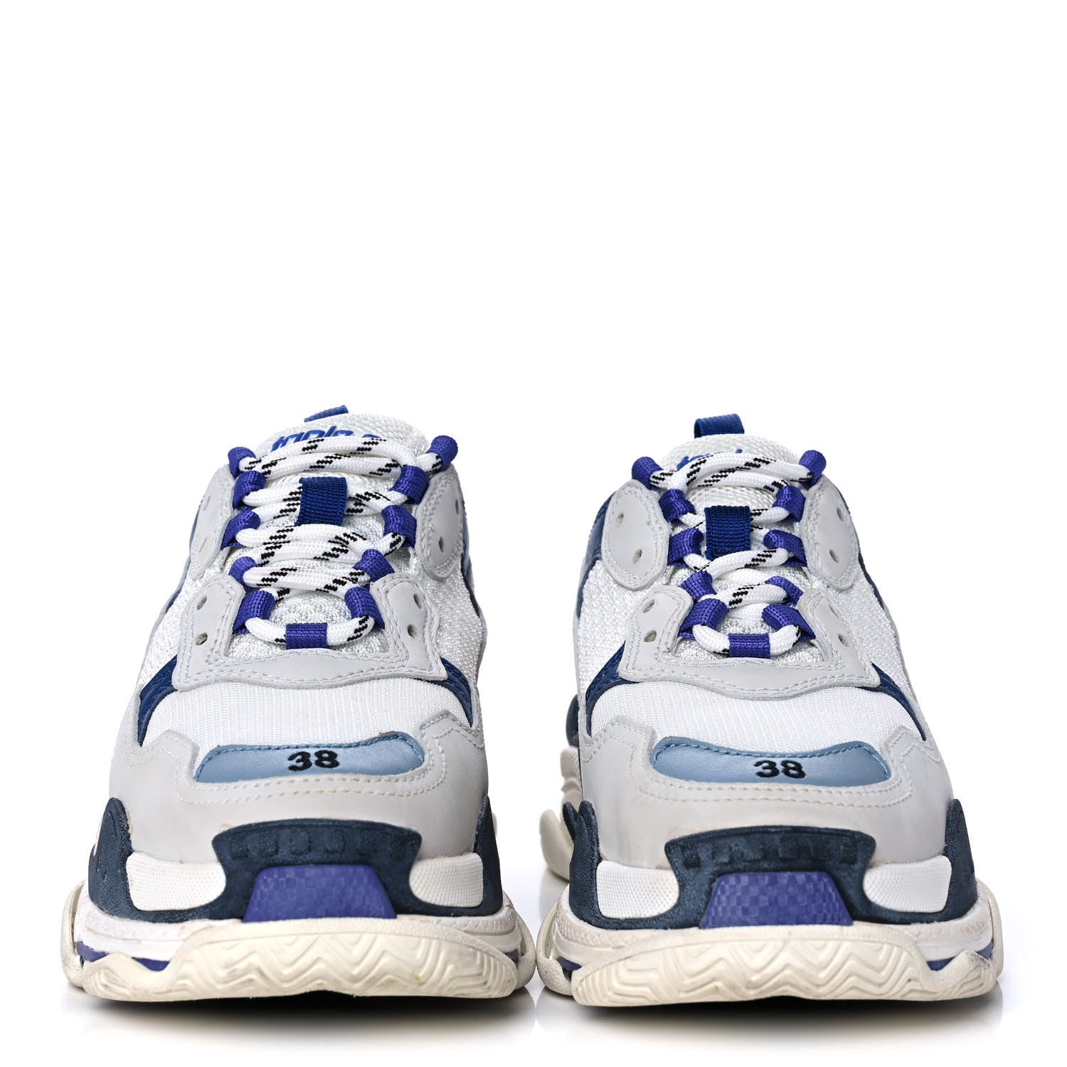 Balenciaga Fabric Mesh Womens Triple S Sneakers 38 White Bleu Violet 2 of 10