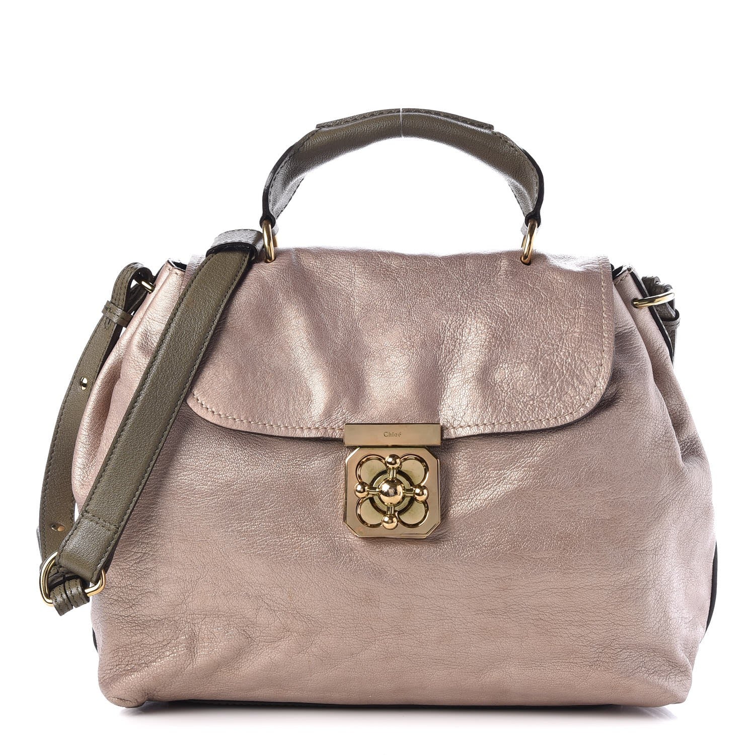 Chloe Metallic Calfskin Medium Elsie Satchel Gold Green 1 of 7