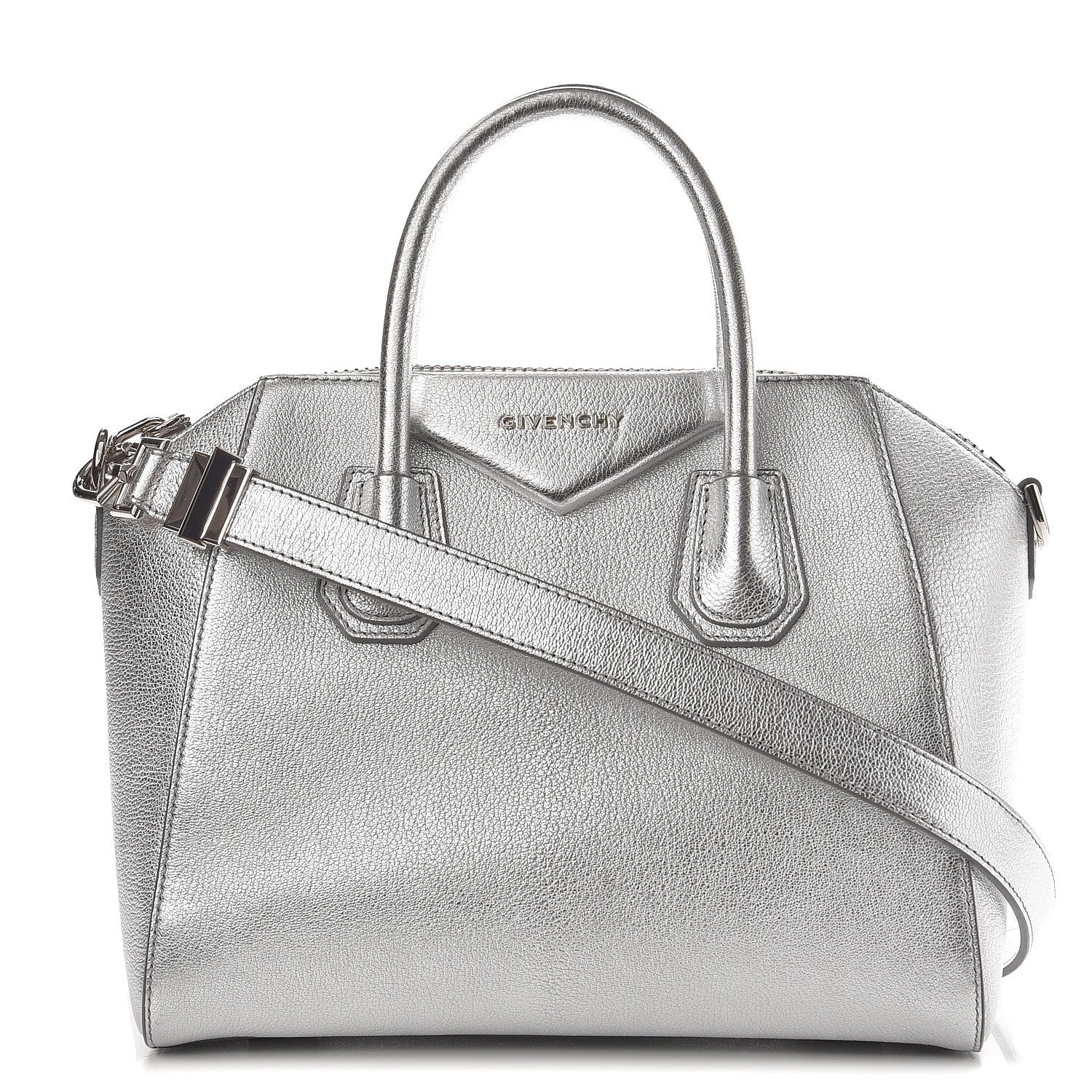 Givenchy Metallic Sugar Goatskin Small Antigona Silver 1 of 7