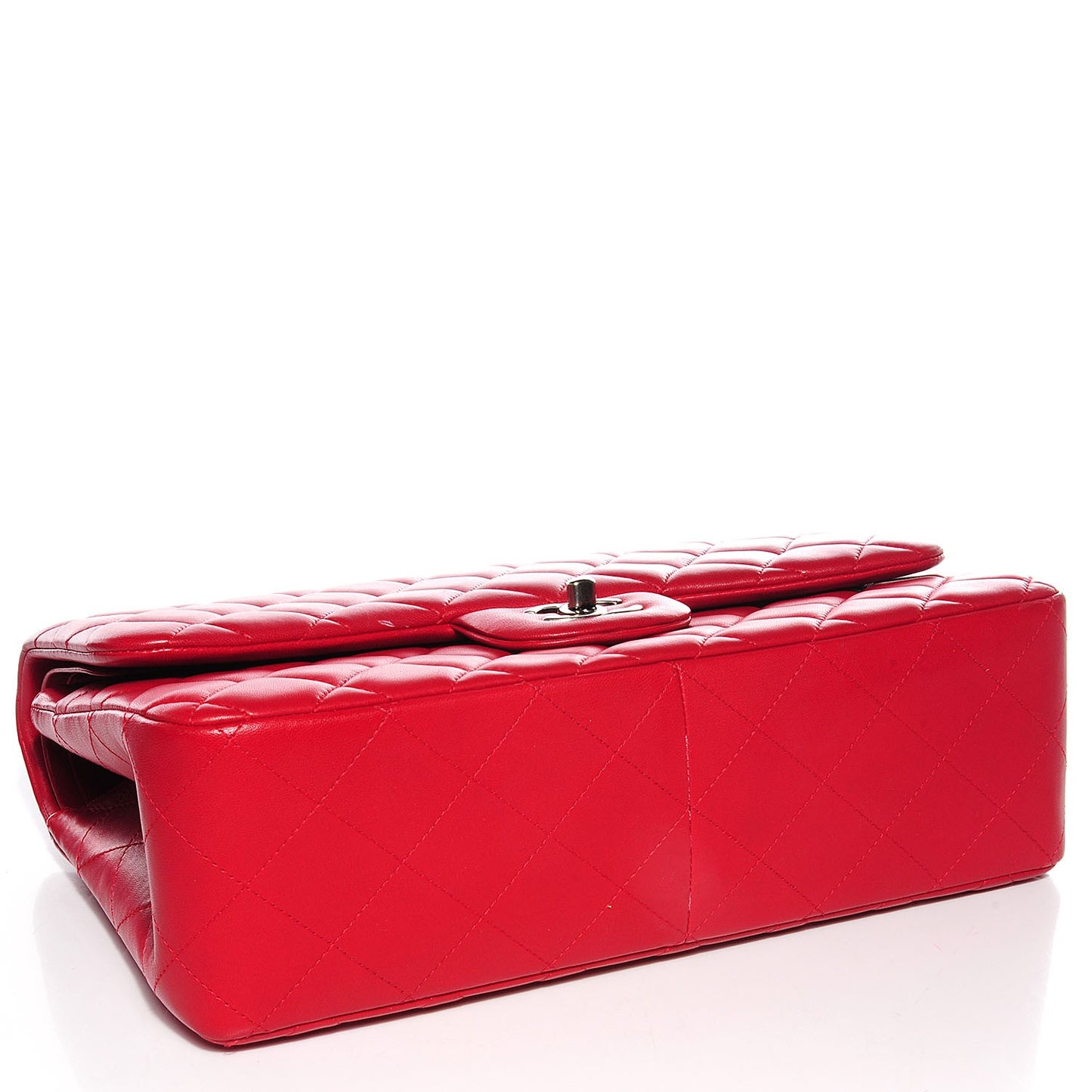 Lambskin Quilted Jumbo Double Flap Red