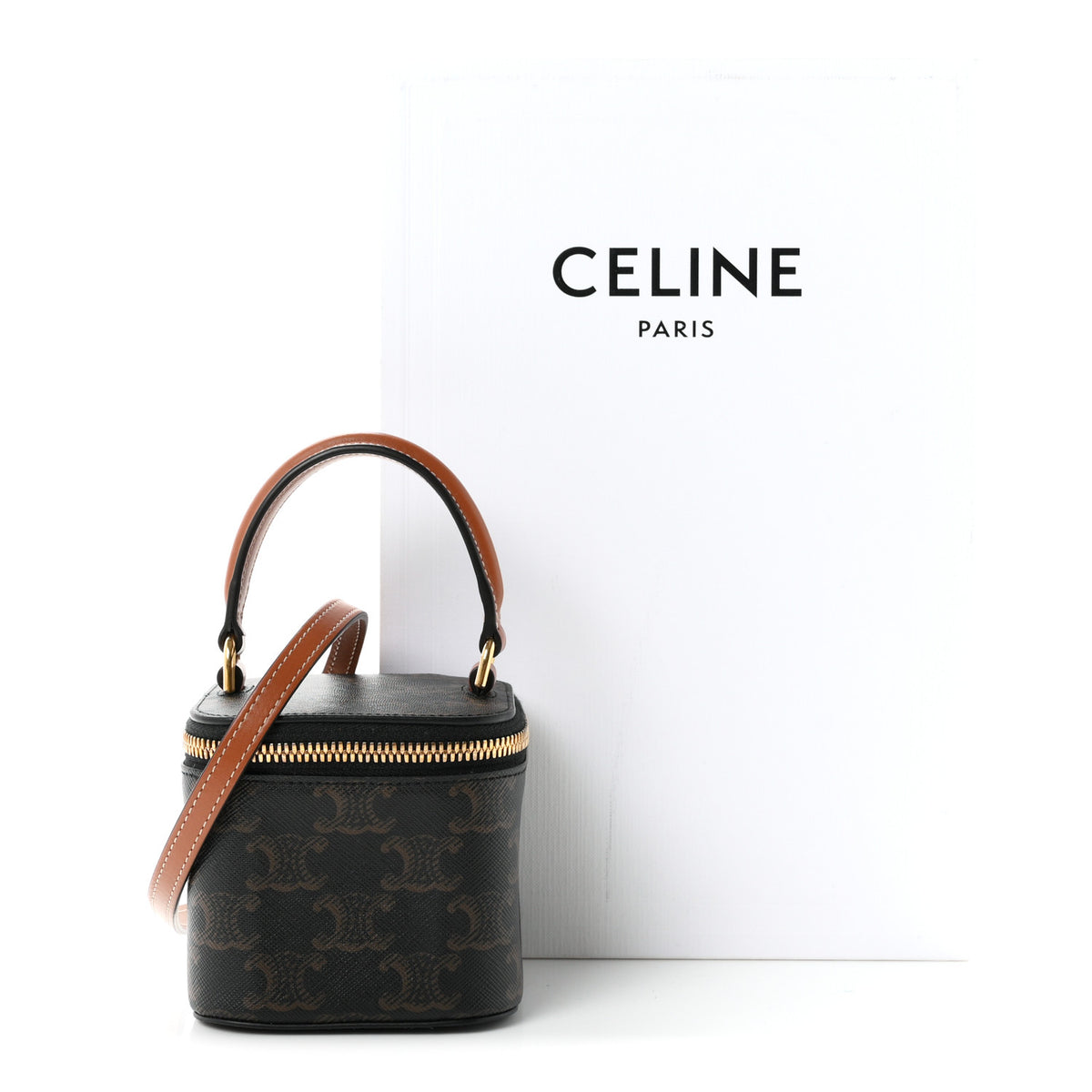 Triomphe Canvas Calfskin Mini Vanity Case Tan