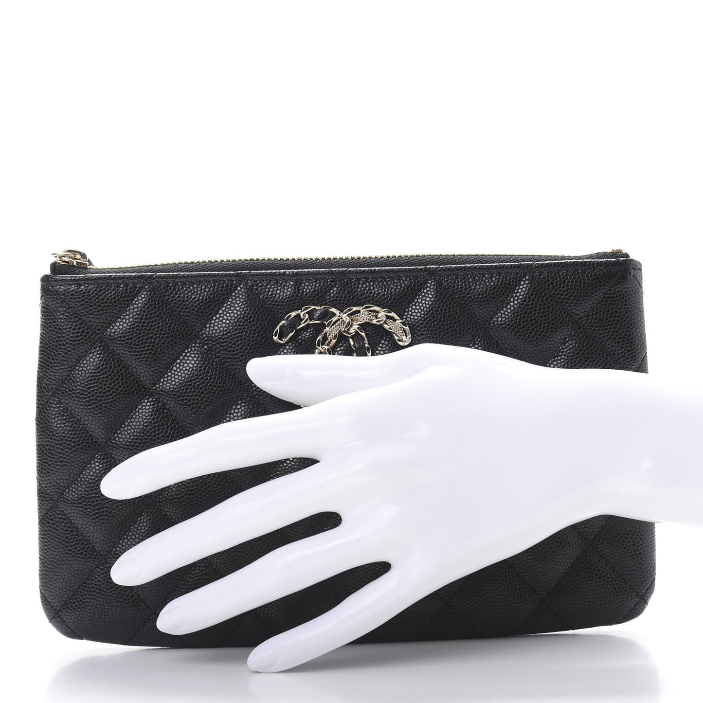 Caviar Quilted Small French New Wave CC Pouch Black