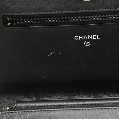 Chanel Caviar Chevron Quilted Boy Wallet On Chain WOC Black 12 of 13