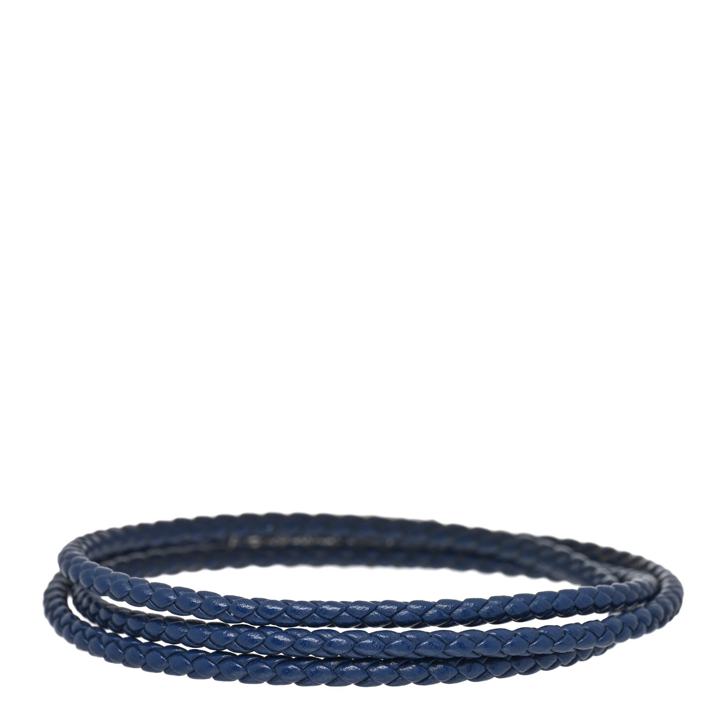 Sterling Silver Leather Mens Chevron Triple-Wrap Bracelet Blue