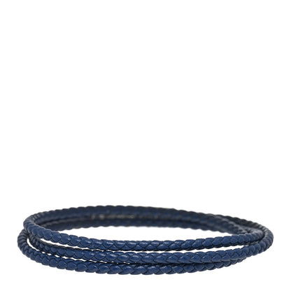 David Yurman Sterling Silver Leather Mens Chevron Triple-Wrap Bracelet Blue 2 of 3
