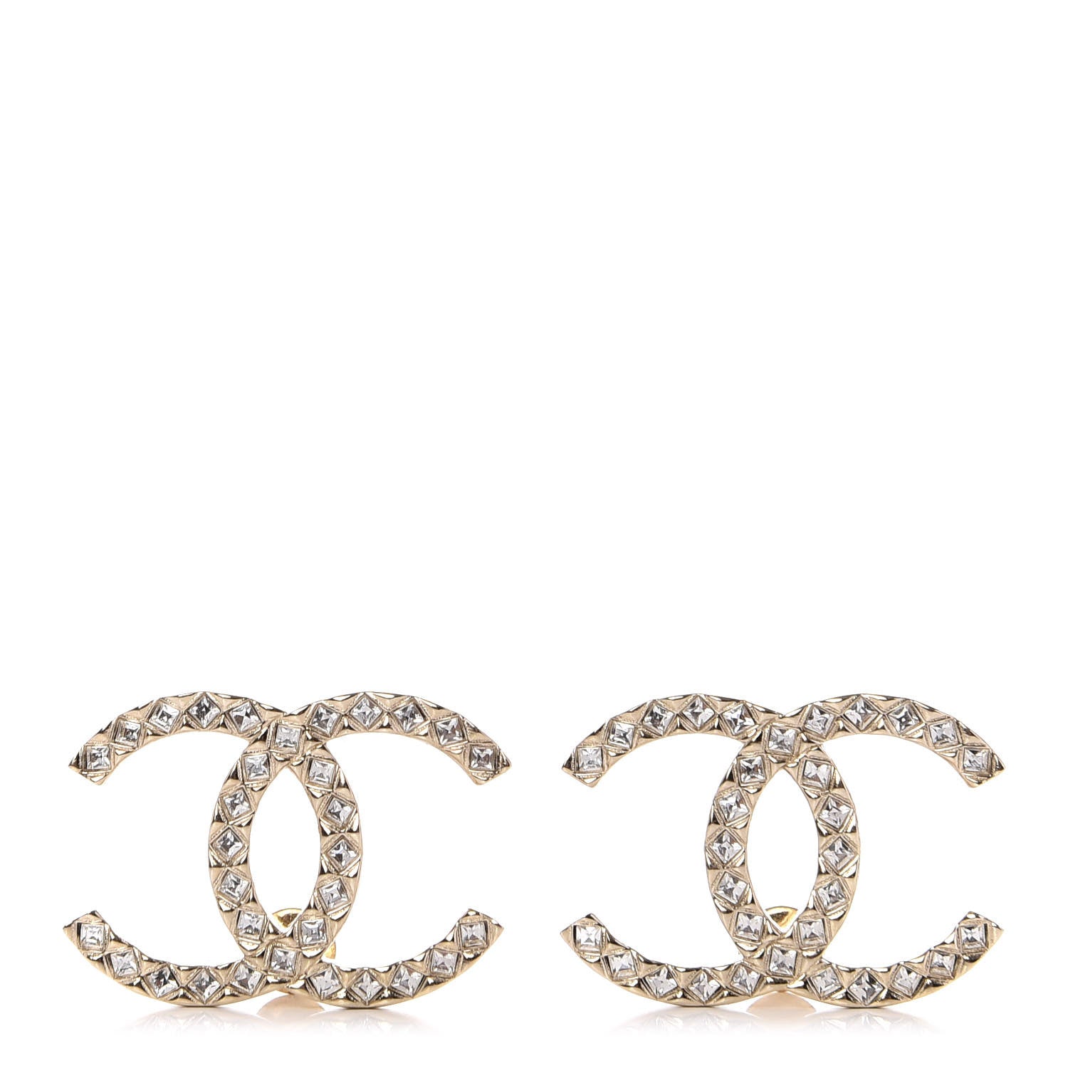 Chanel Baguette Crystal High Society CC Earrings Gold 1 of 3