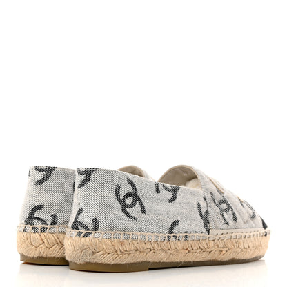 Chanel Cotton Jacquard Grosgrain CC Print Espadrilles 39 Grey Black 4 of 8