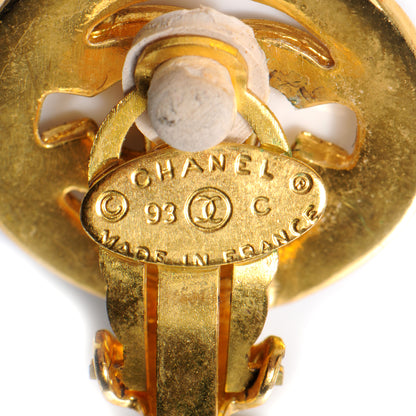 Chanel Enamel CC Clip On Earrings Black and Gold 4 of 4