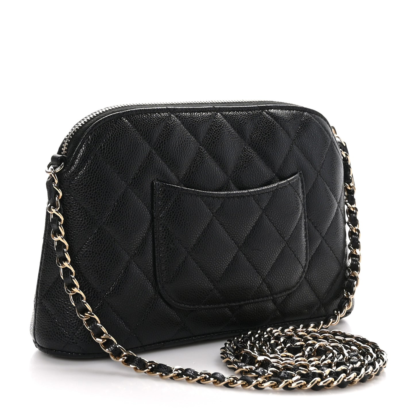 Caviar Quilted Classic Clutch with Chain Black