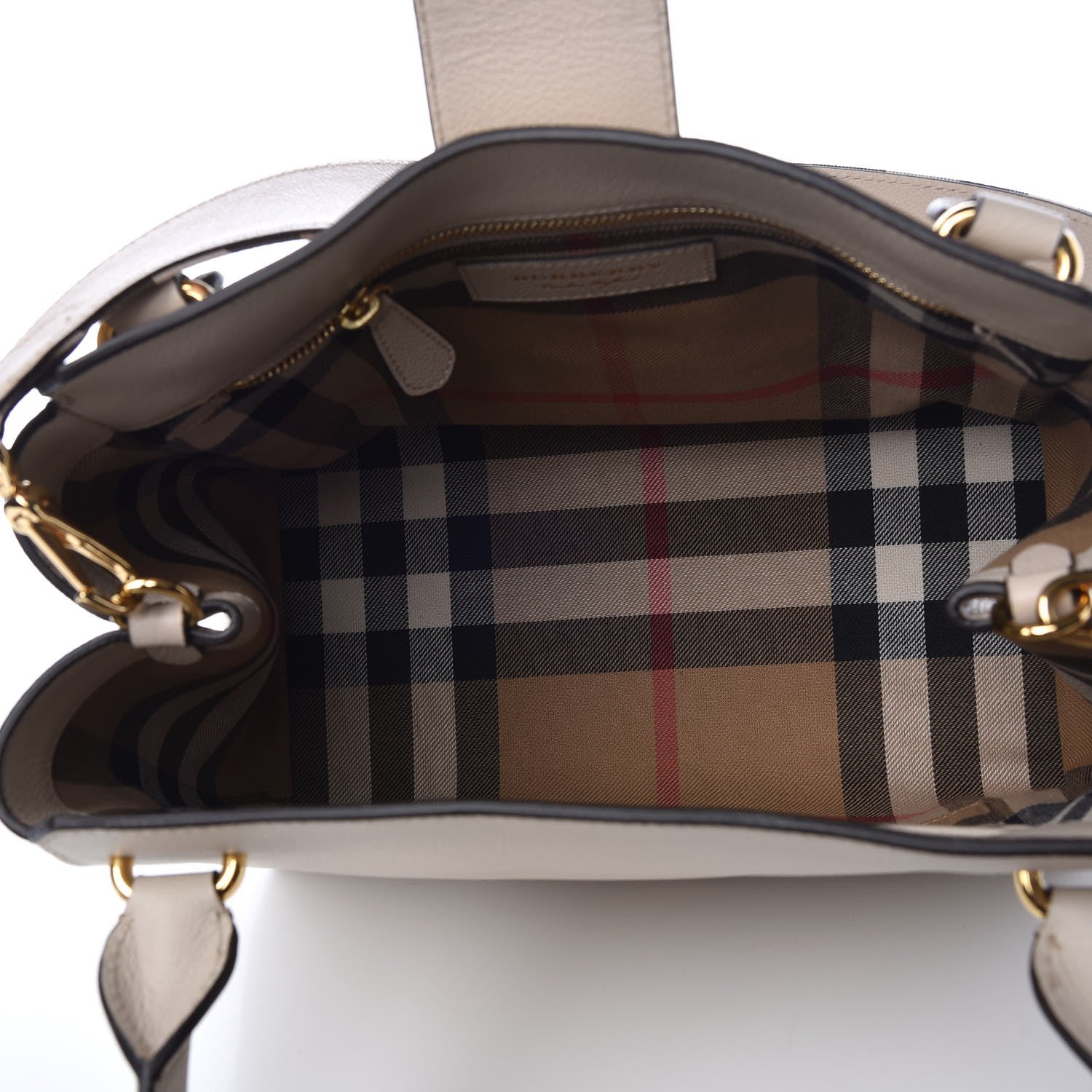 Burberry Soft Grain Calfskin Medium Buckle Tote Limestone 6 of 11
