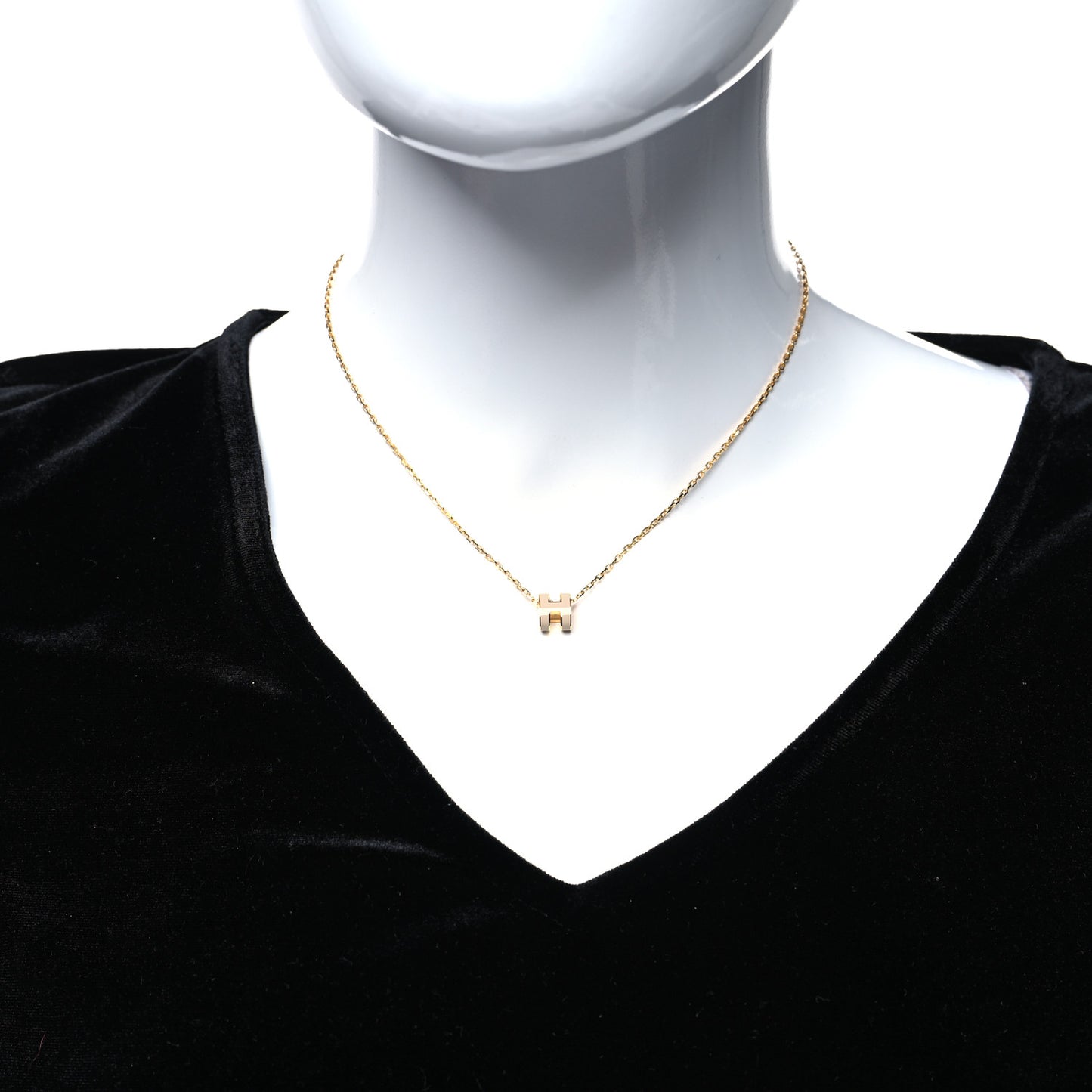 Lacquered Gold Mini Pop H Pendant Necklace Marron Glace