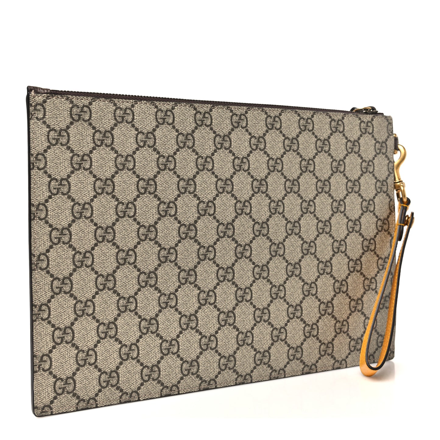 GG Supreme Monogram Neo Vintage Zip Wristlet Pouch Beige New Acero Crop
