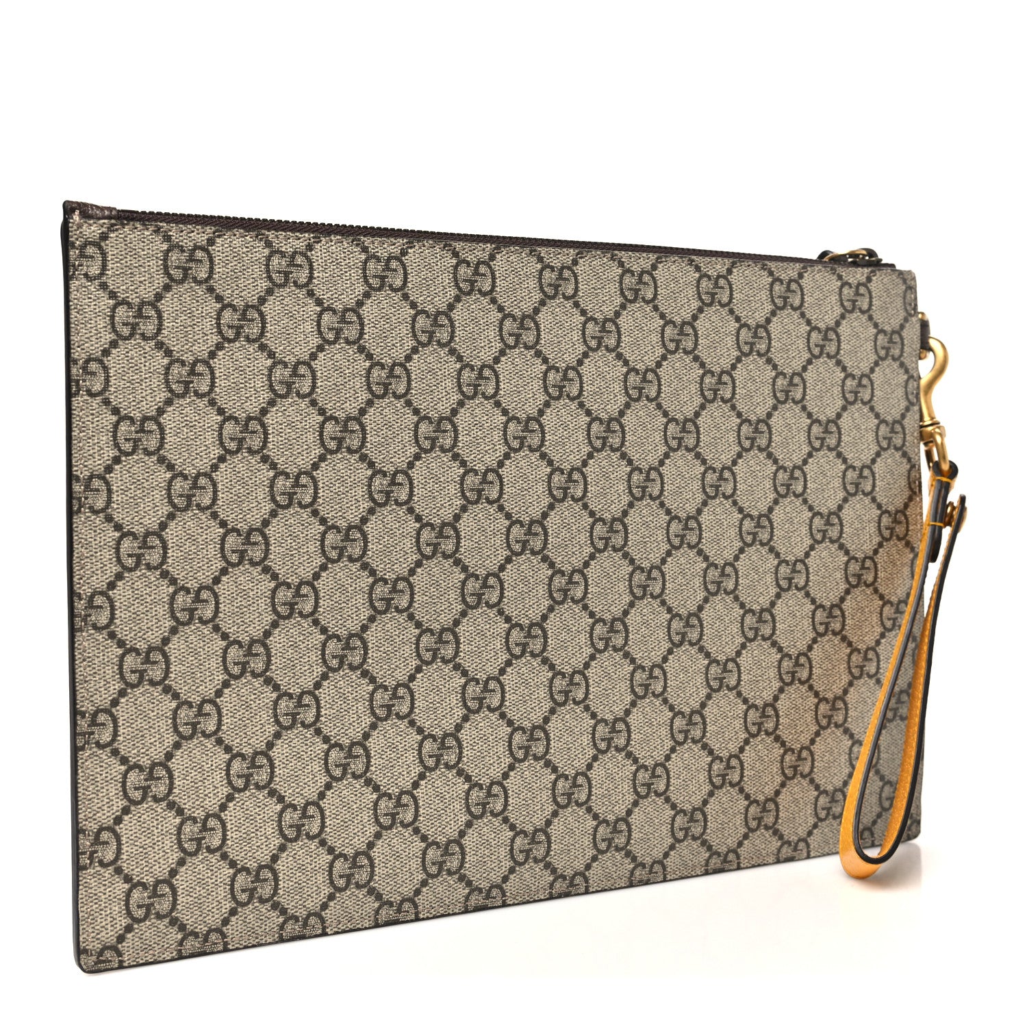 Gucci GG Supreme Monogram Neo Vintage Zip Wristlet Pouch Beige New Acero Crop 3 of 9