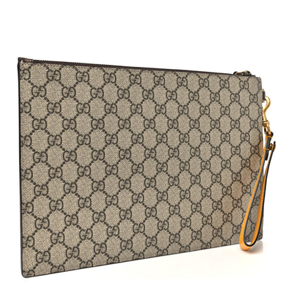 Gucci GG Supreme Monogram Neo Vintage Zip Wristlet Pouch Beige New Acero Crop 3 of 9