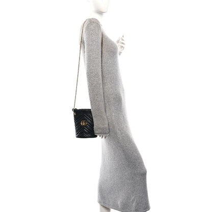 Gucci Calfskin Matelasse Mini GG Marmont 2.0 Bucket Bag Black 2 of 10