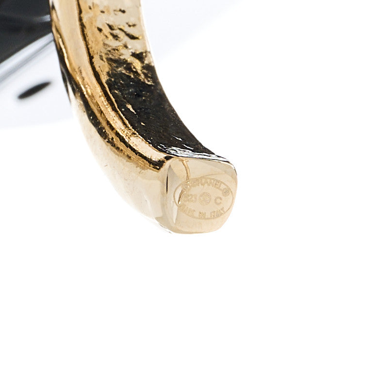 Chanel Metal Resin Lambskin Quilted CC Turnlock Chain Flap Bag Hoop Earrings Black Gold 4 of 5