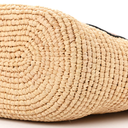 Loewe Calfskin Raffia Paulas Ibiza Pochette Bag Natural Tan 10 of 12