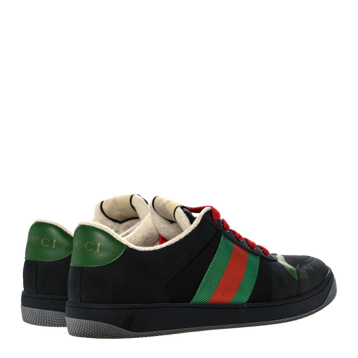 Nylon Nubuck Web Mens Screener Sneakers 8 Black Vintage Green