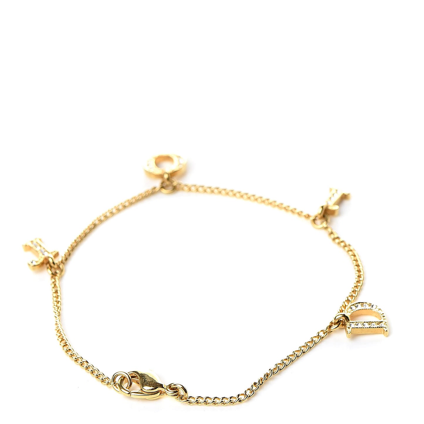 Crystal Logo Charms Bracelet Gold