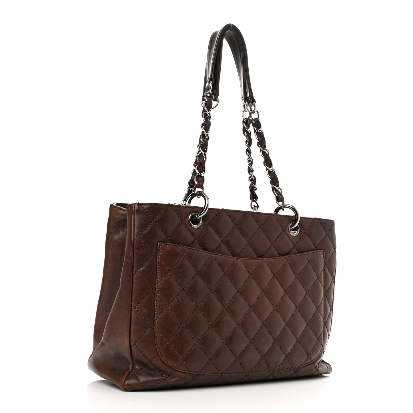 Lambskin Quilted Tote Brown