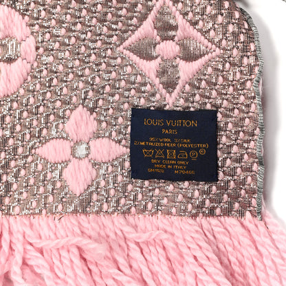Louis Vuitton Wool Silk Logomania Shine Scarf Pink 3 of 3