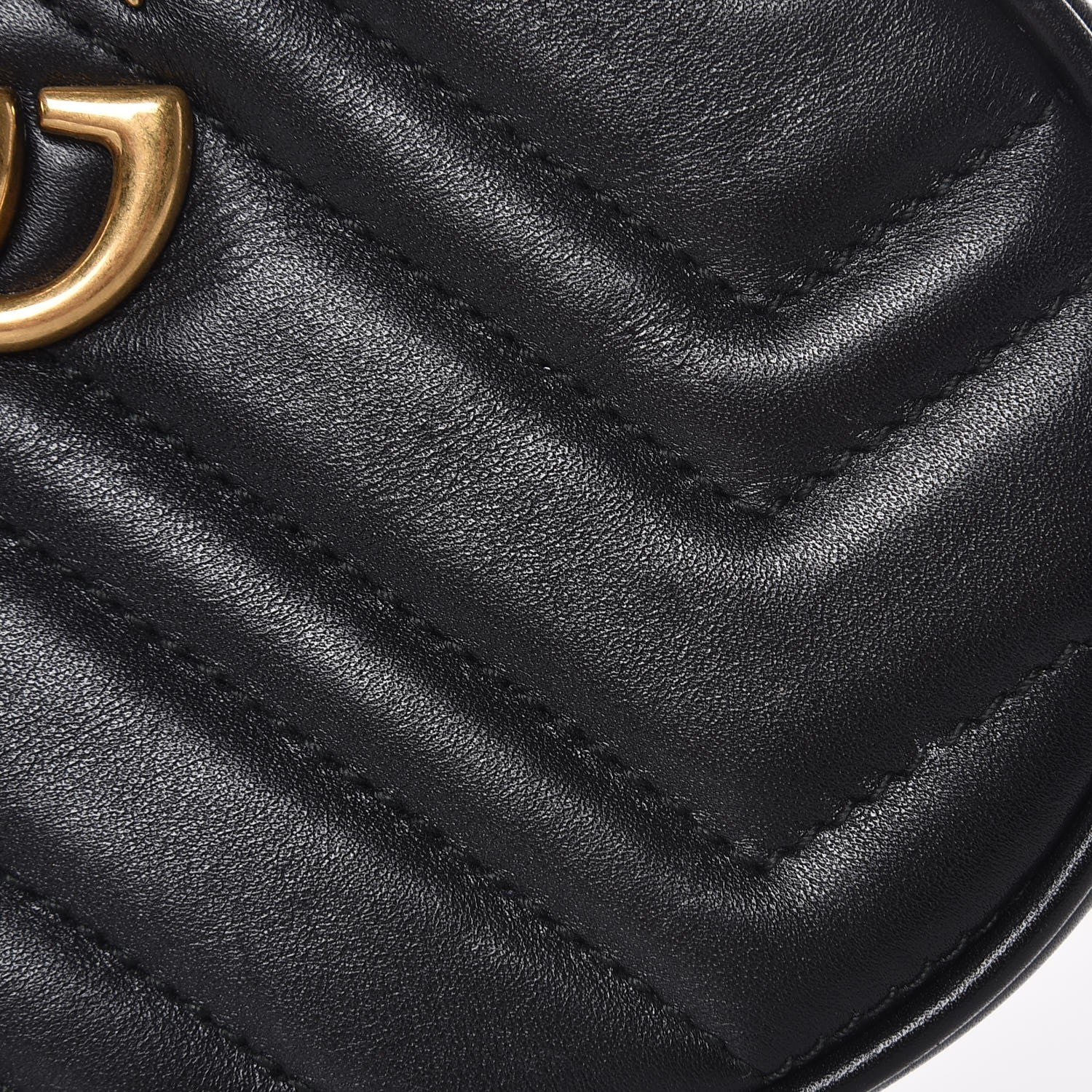 Gucci Calfskin Matelasse GG Marmont Belt Bag 85 34 Black 9 of 11