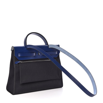 Hermes Vache Hunter Toile Herbag Zip 31 PM Bleu Saphir Black 4 of 10