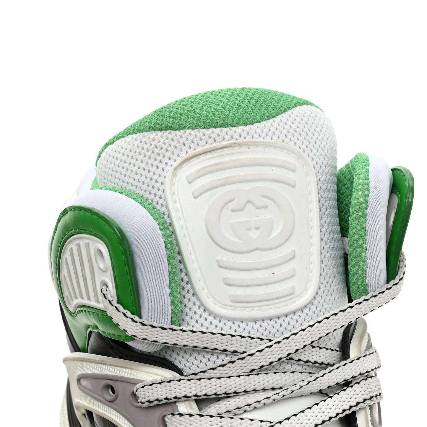 Demetra GG Supreme Monogram Mens Basket High Top Sneakers 9.5 Great White Green Black
