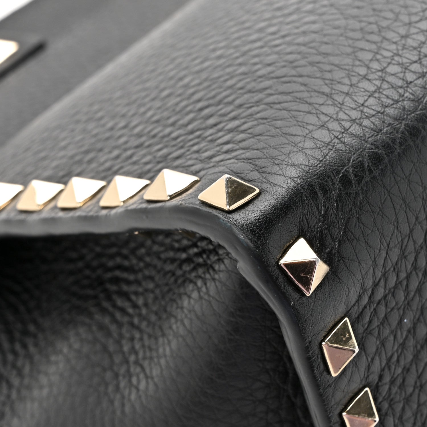 Valentino Garavani Pebbled Calfskin Rockstud Double Handle Tote Black 12 of 15