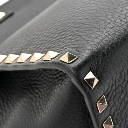Valentino Garavani Pebbled Calfskin Rockstud Double Handle Tote Black 12 of 15