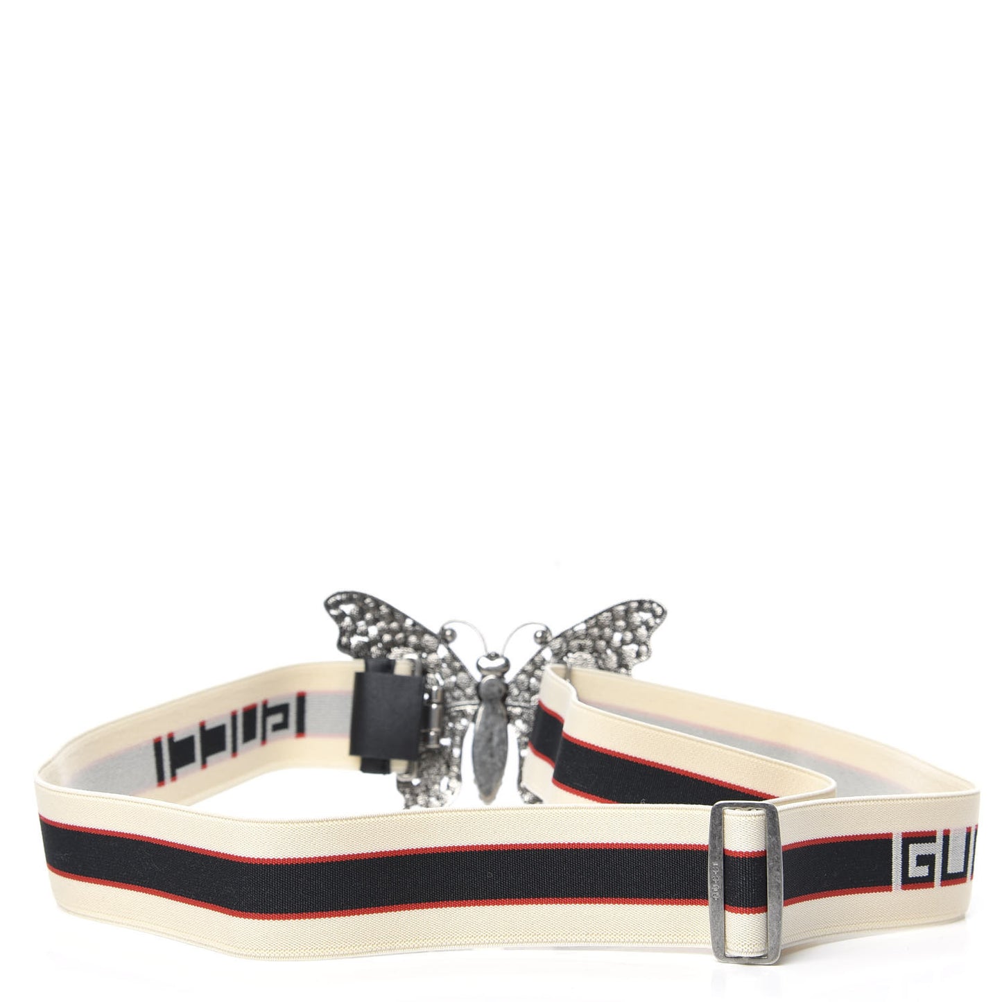Jacquard Crystal Stripe Butterfly Belt 95 38 White