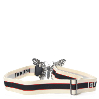Gucci Jacquard Crystal Stripe Butterfly Belt 95 38 White 2 of 3