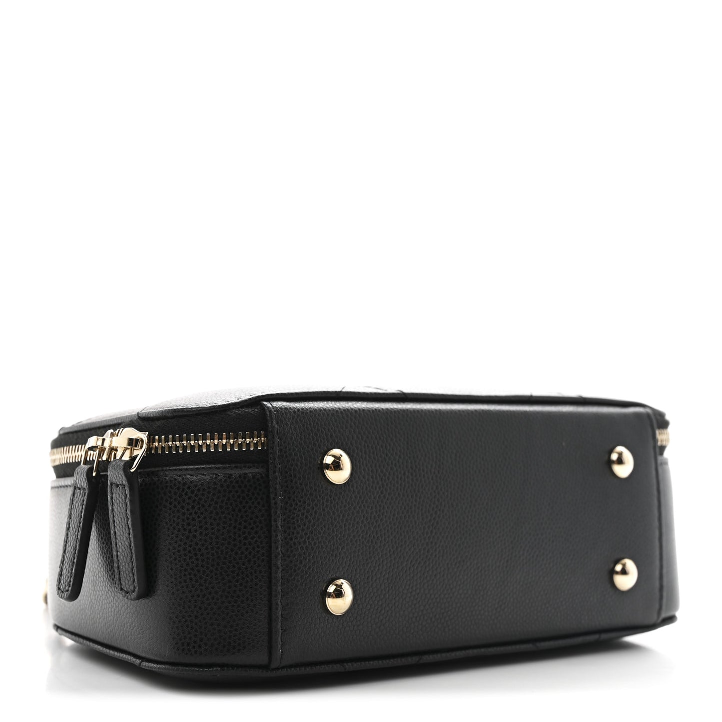 Grained Calfskin Quilted Top Handle Chain Clutch Black
